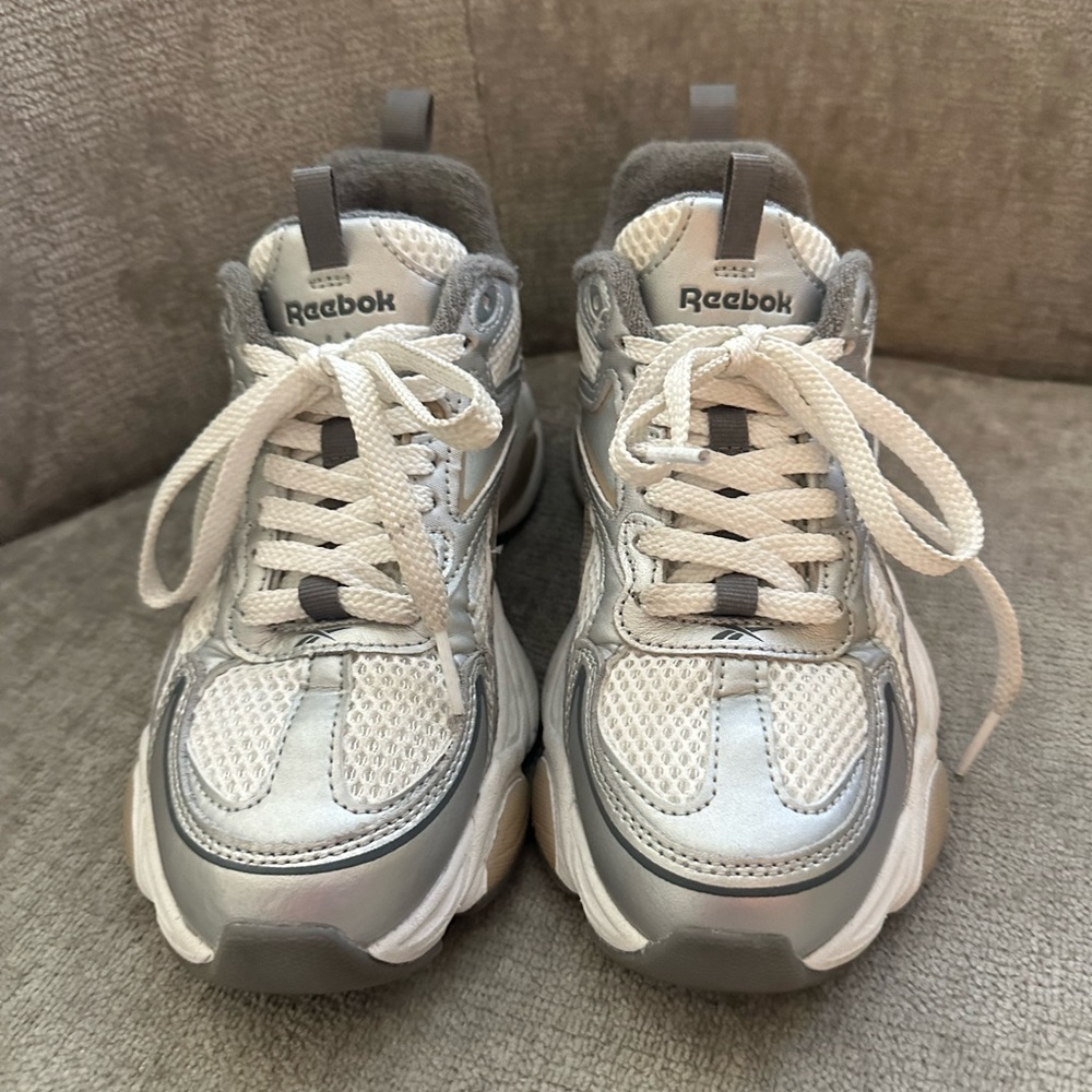 Reebok Silver and White Women's Sneakers